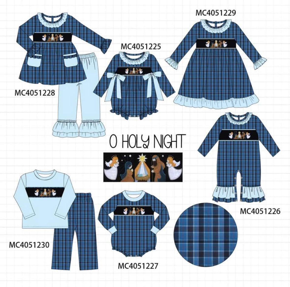 Navy Nativity Embroidery Collection