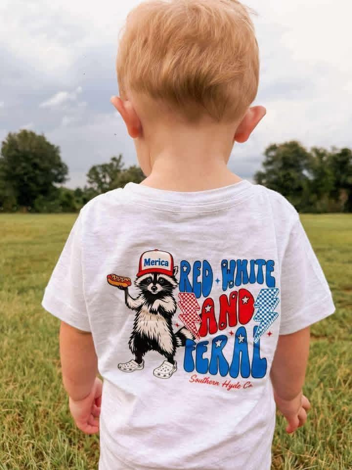 Red, White & Feral Tee