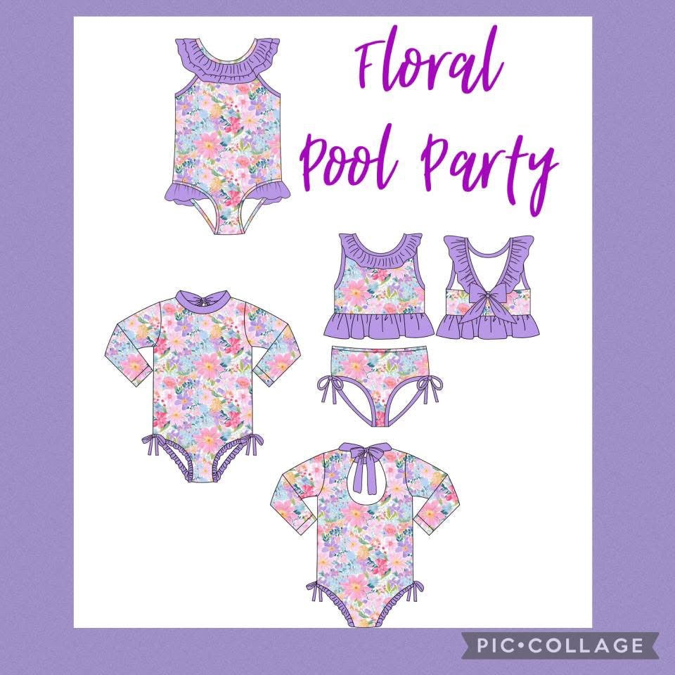 Floral Pool Party Girl Rashguard Swim