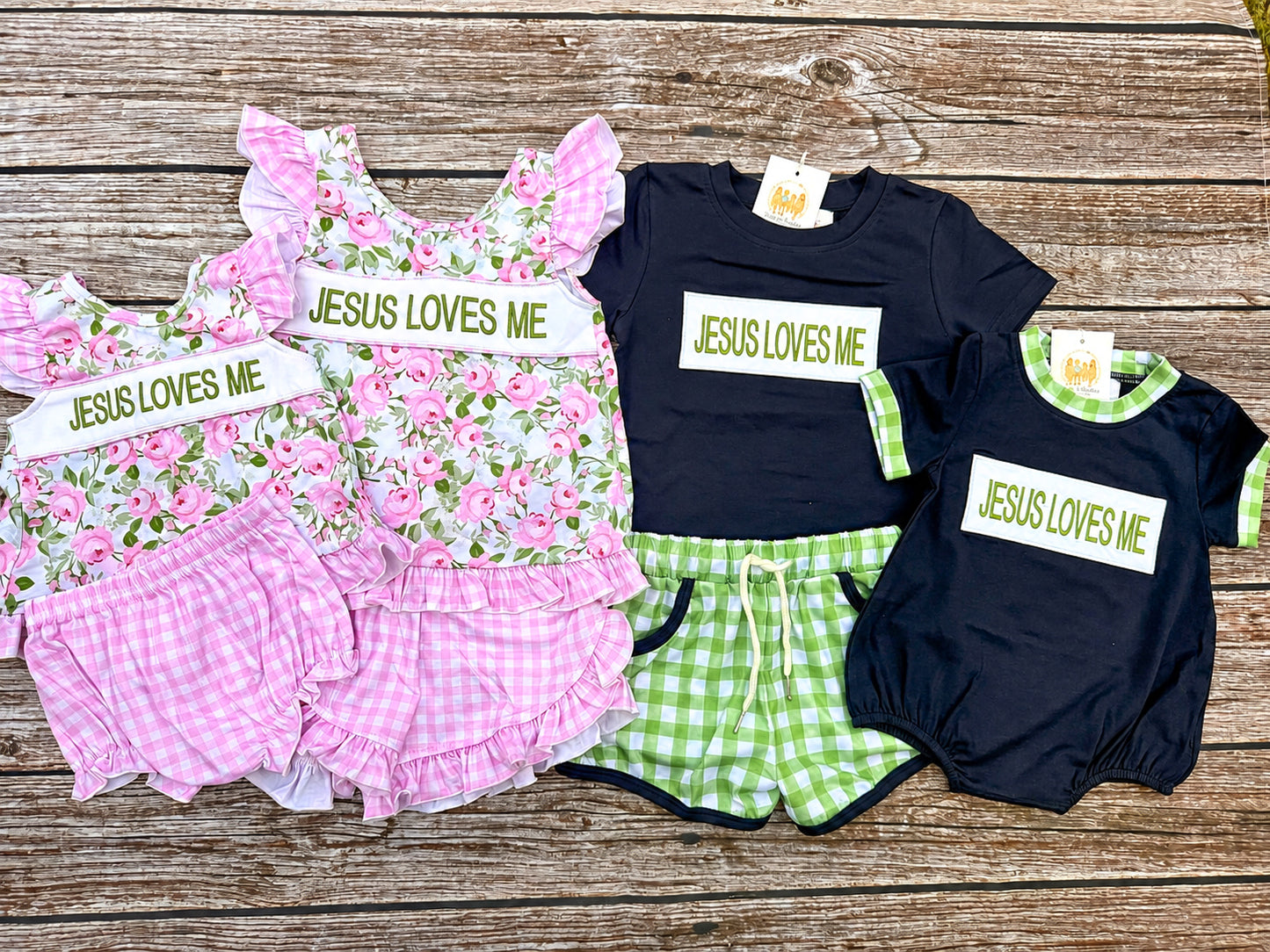 Jesus Loves Me Sage, Navy & Floral Collection