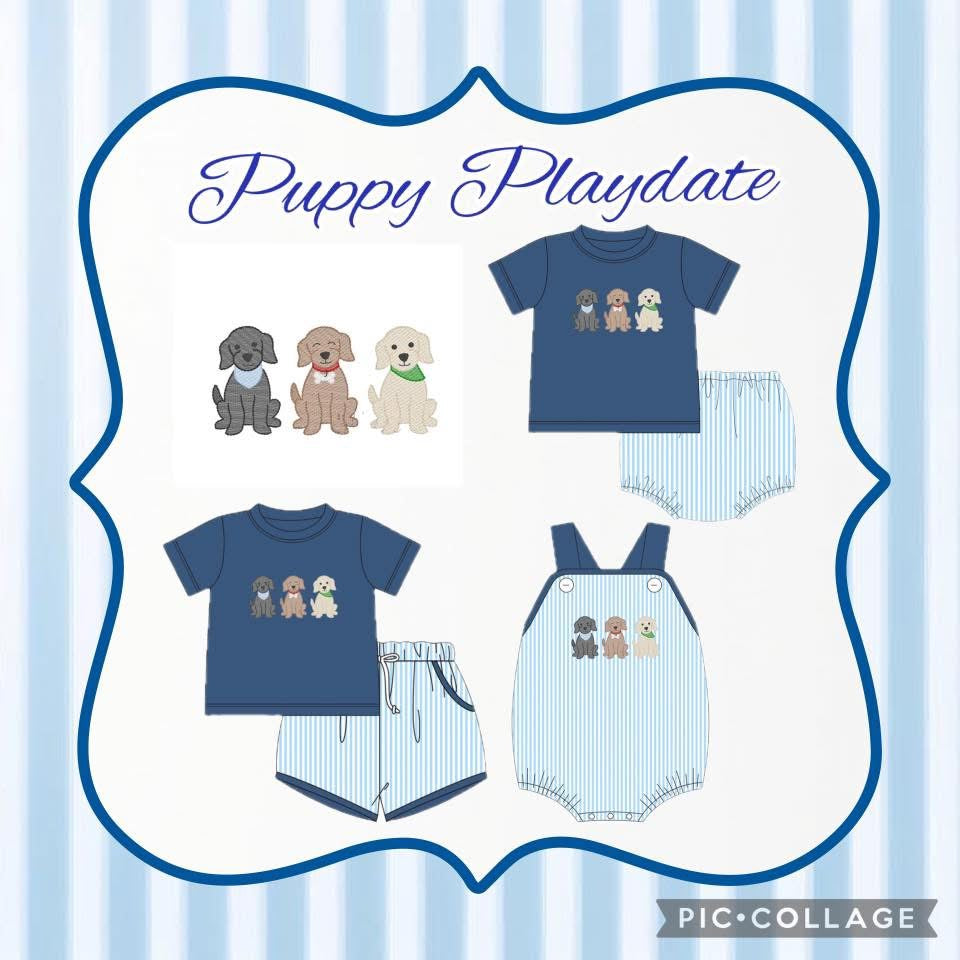 Puppy Playdate Boy Diaper Set