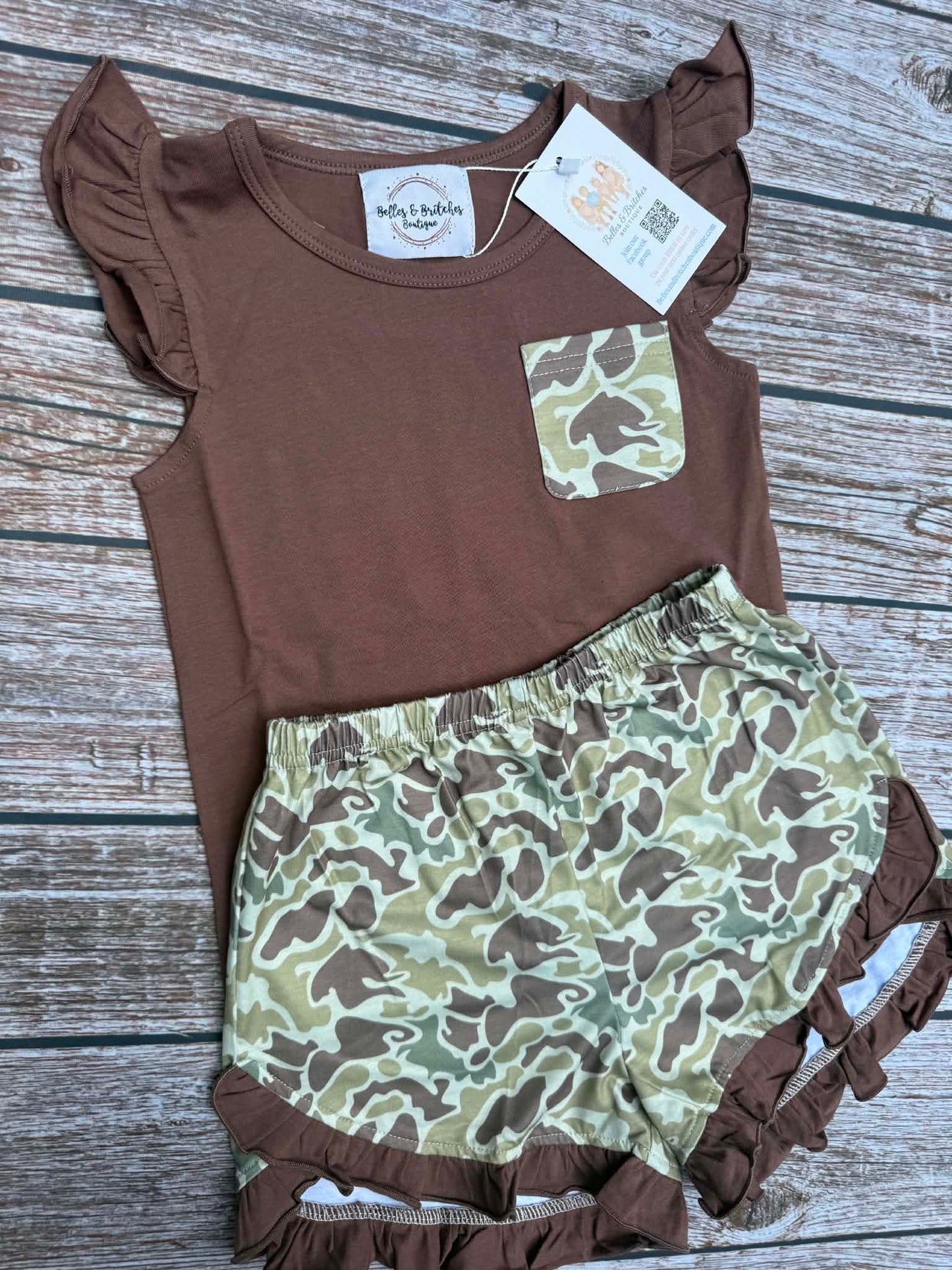 Camo Pocket Girl Short Set
