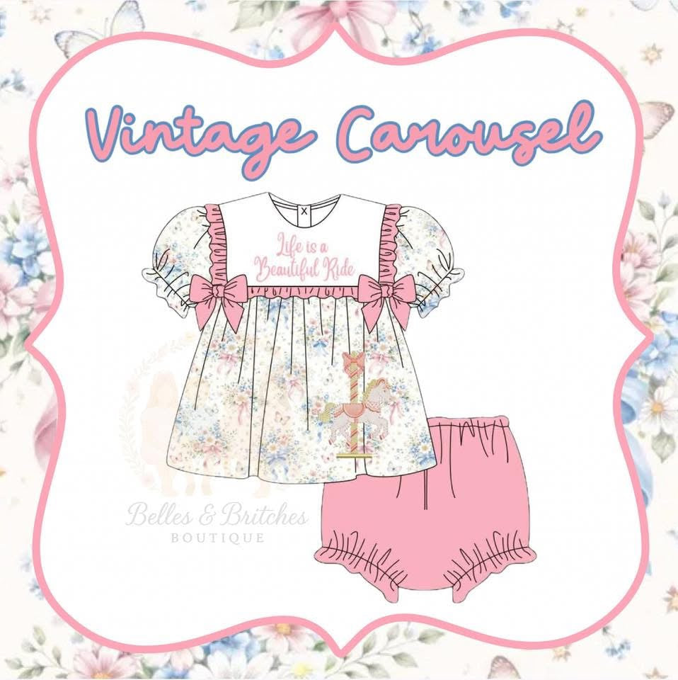 Vintage Carousel Girl Bloomer Set