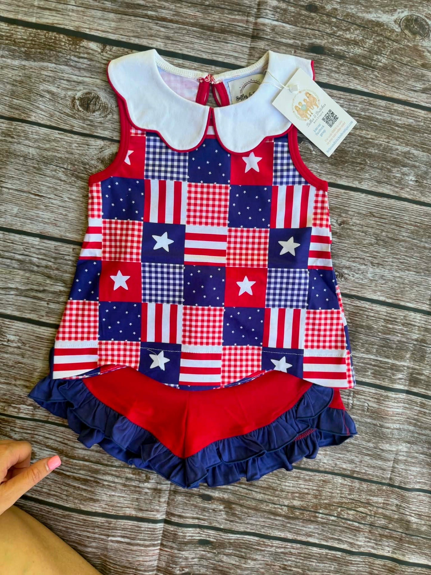 Star Spangled Patchwork Girl Short Set