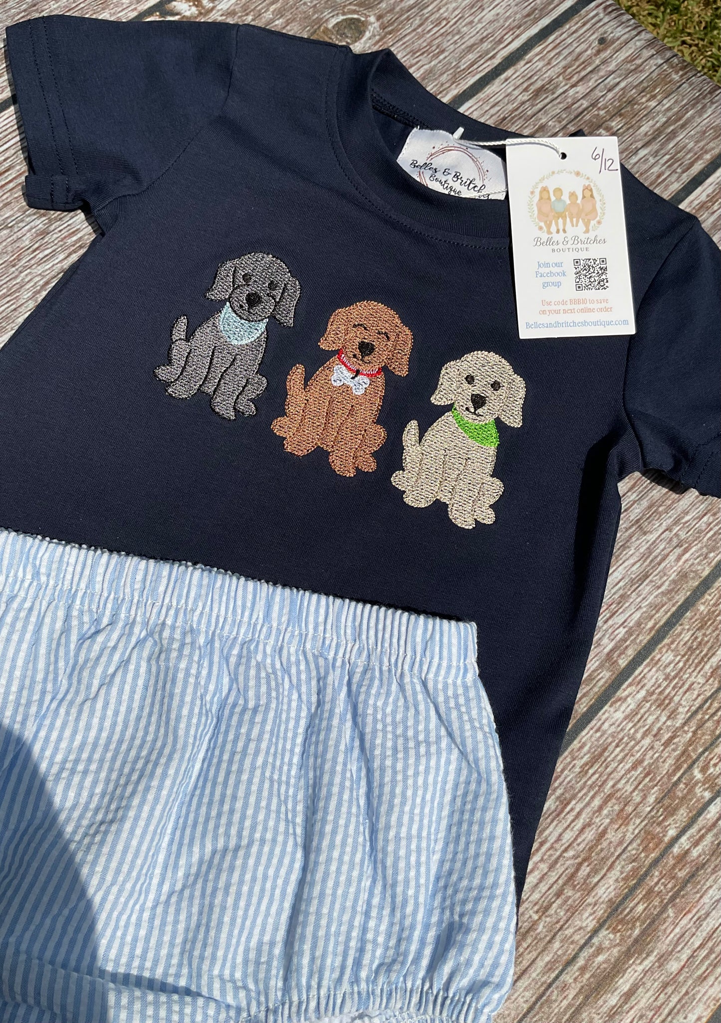 Puppy Playdate Boys Embroidered Diaper Set