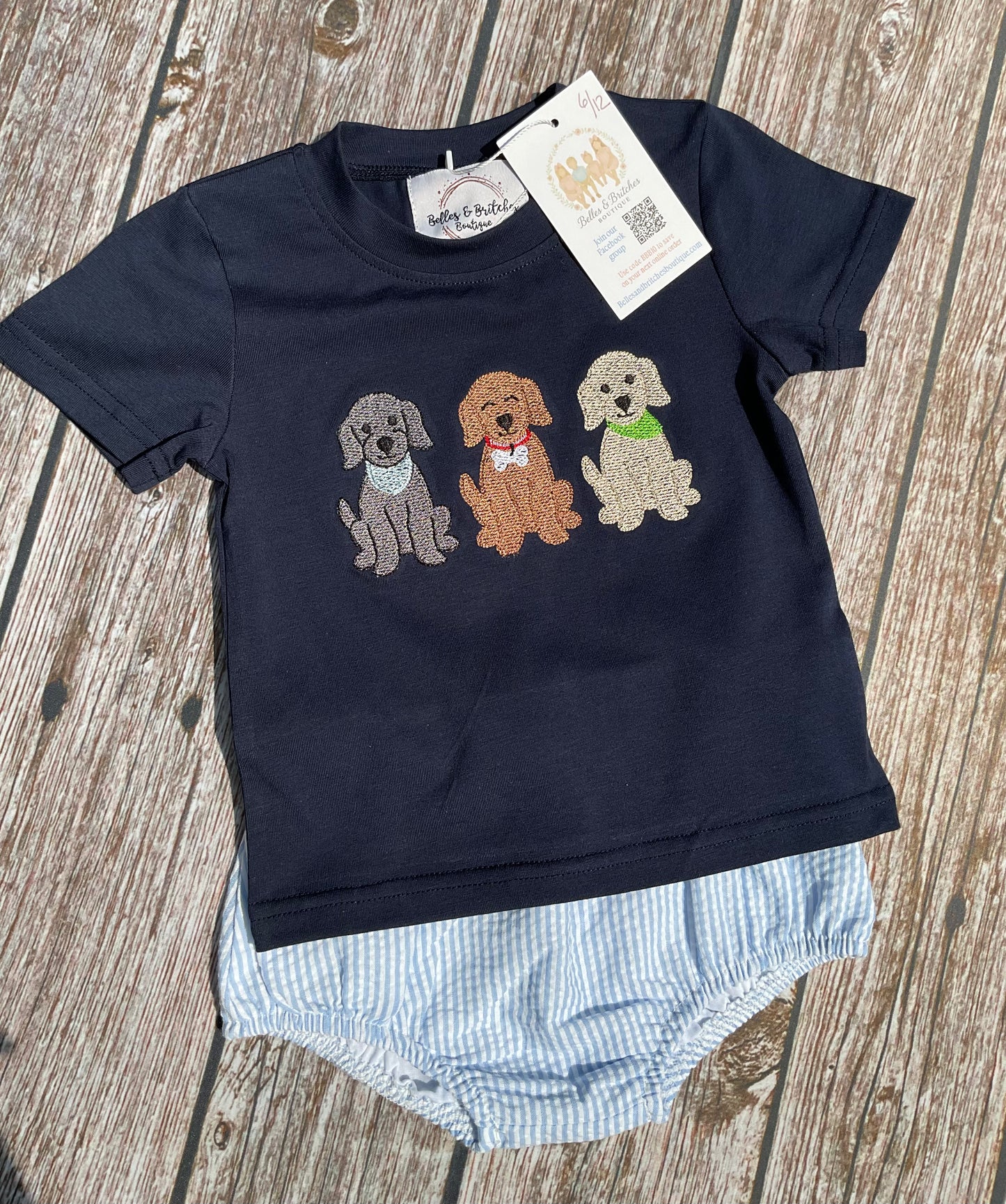 Puppy Playdate Boys Embroidered Diaper Set