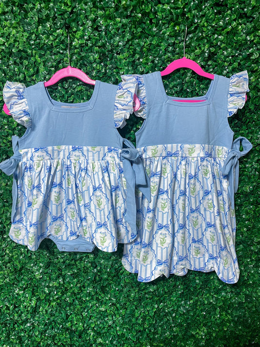 Blue Bow Floral Sister Collection