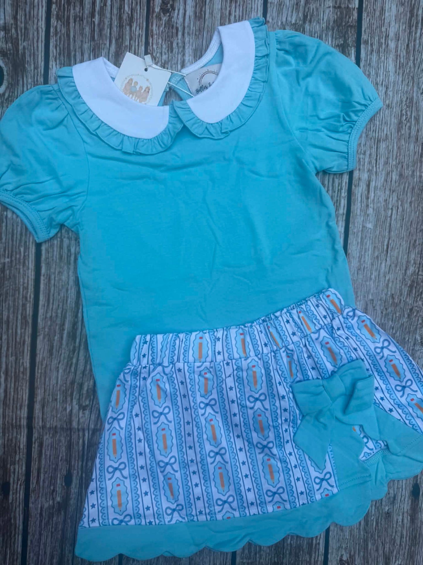 Preppy Bows & Pencils Skort Set
