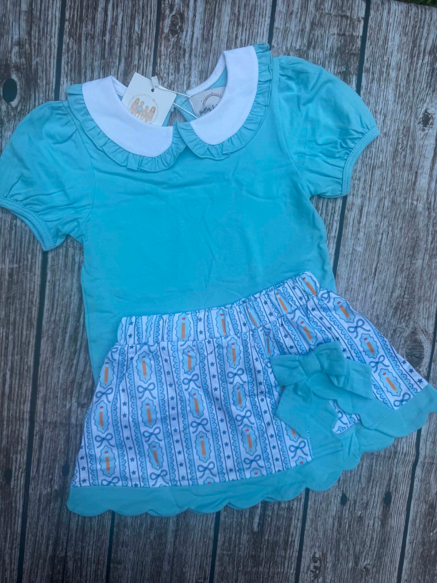 Preppy Bows & Pencils Skort Set