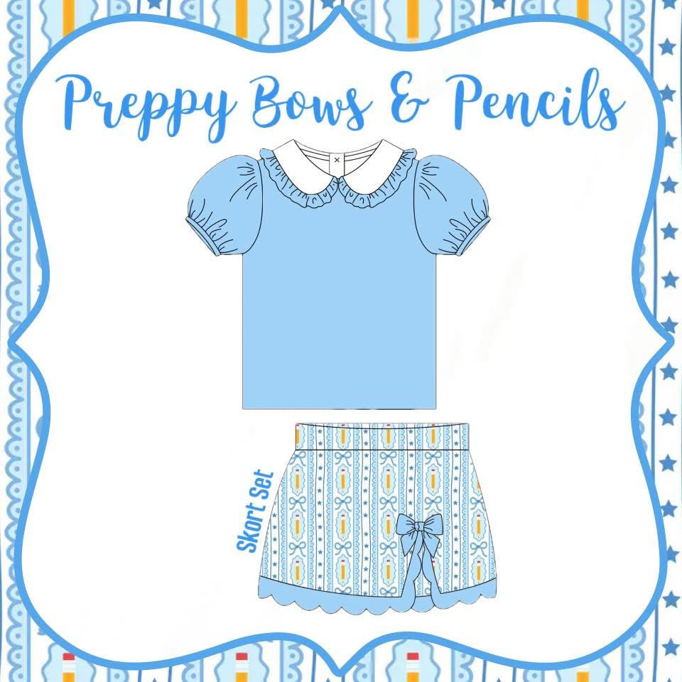 Preppy Bows & Pencils Skort Set