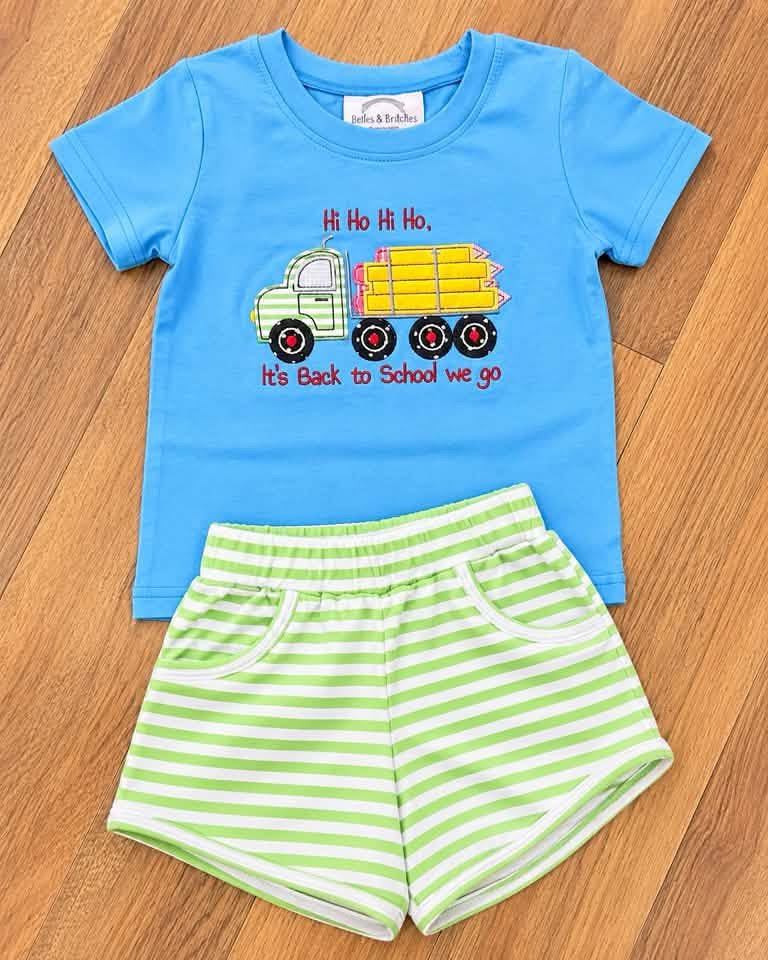 Hi Ho Hi Ho It’s Back To School We Go Boy Short Set