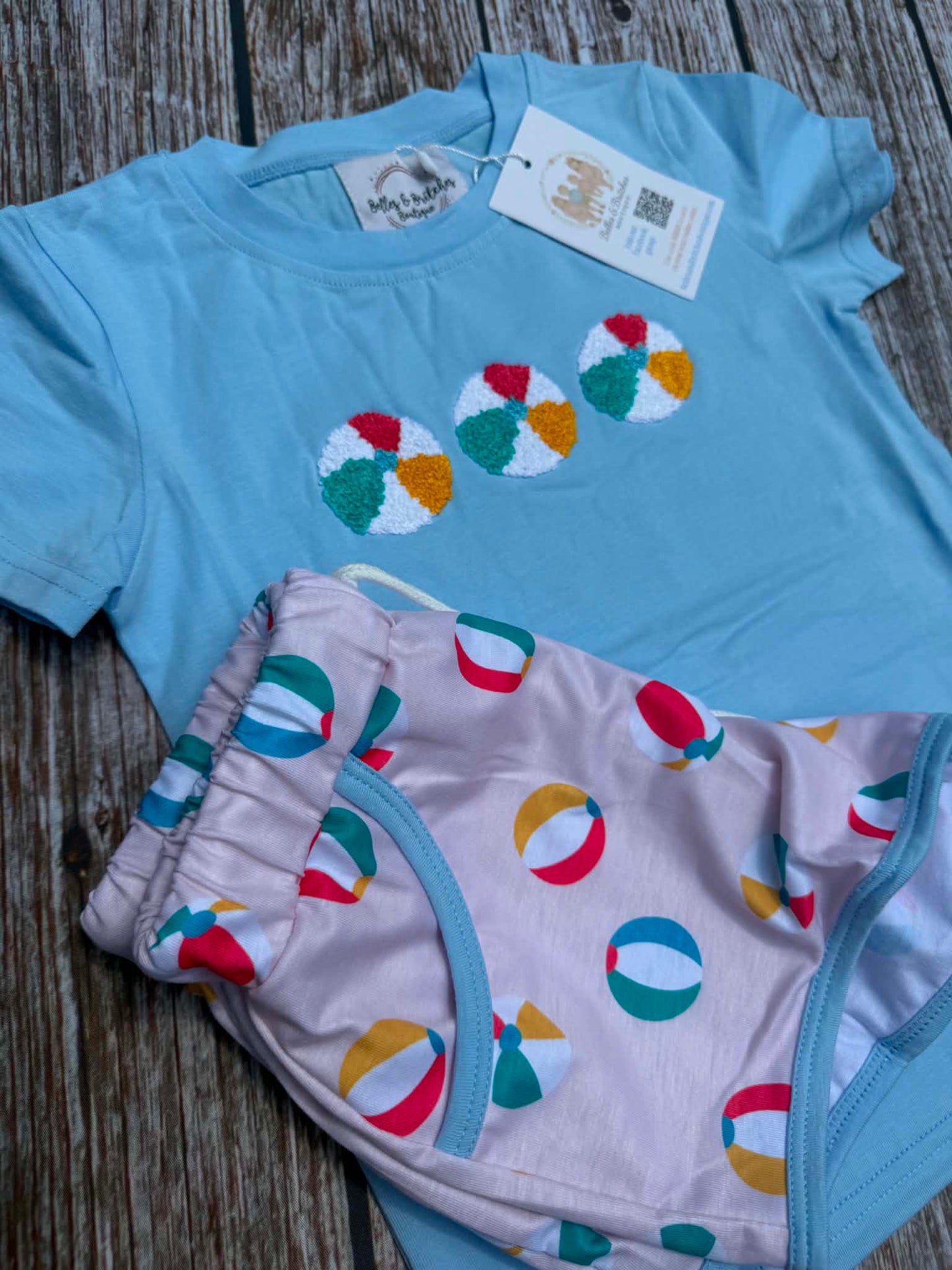 Beach Ball French Knot Boys Short Set