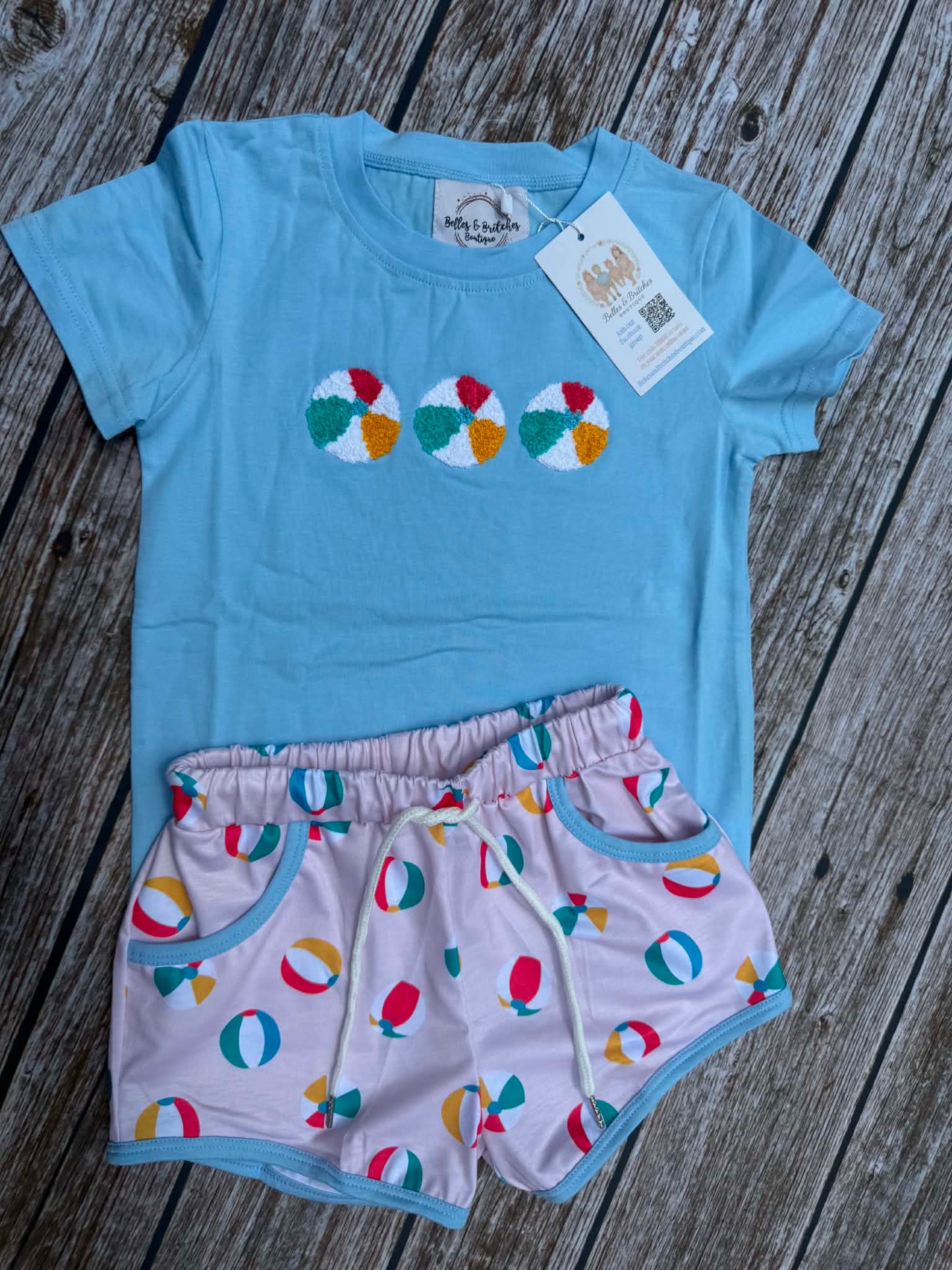 Beach Ball French Knot Boys Short Set