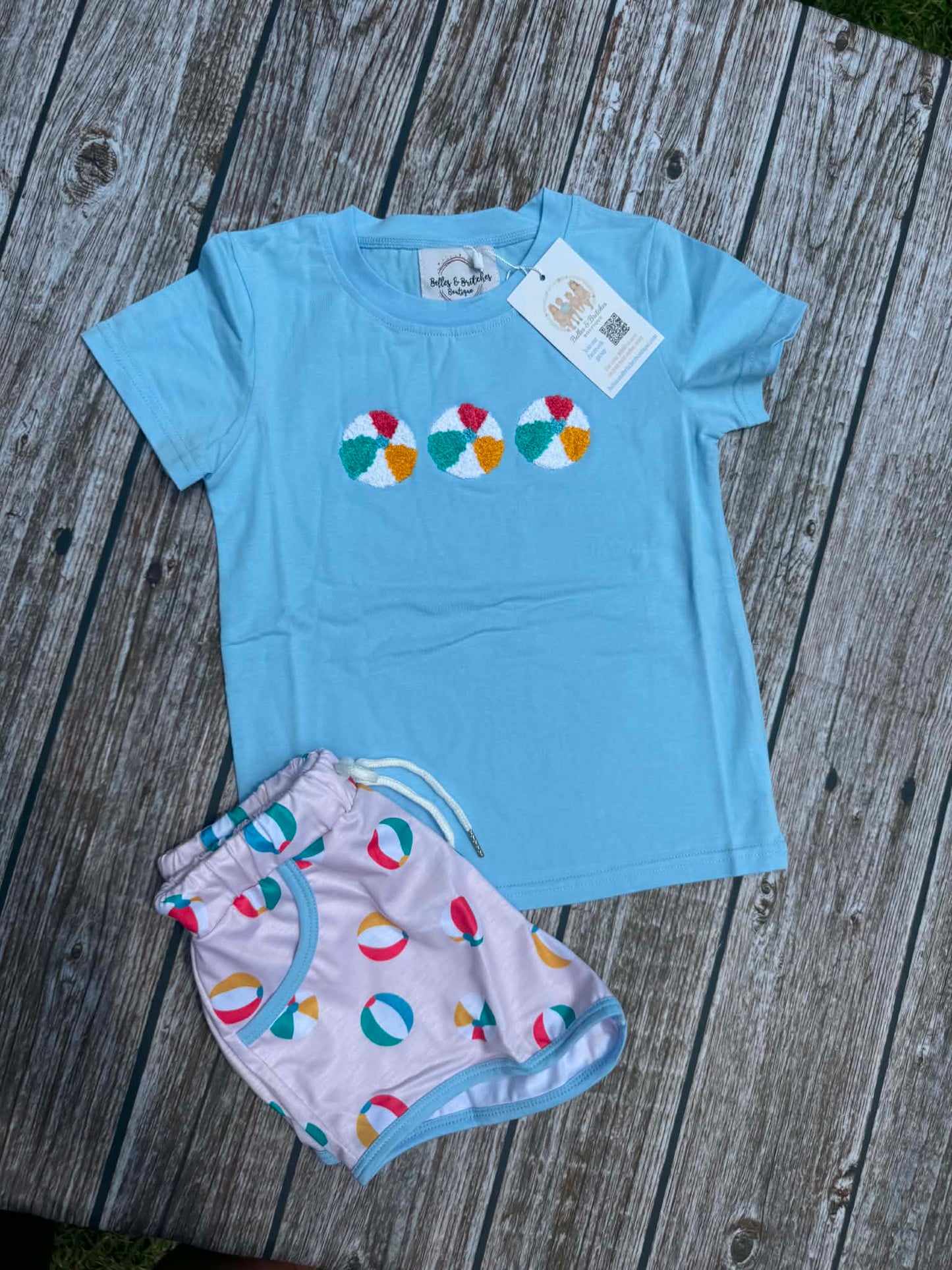 Beach Ball French Knot Boys Short Set