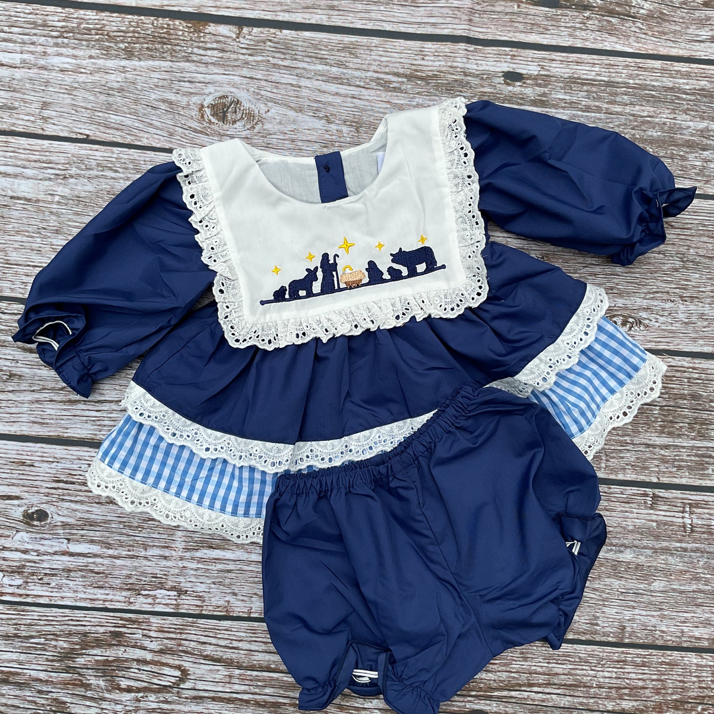 O Holy Night Girls Nativity Dress & Bloomer Set