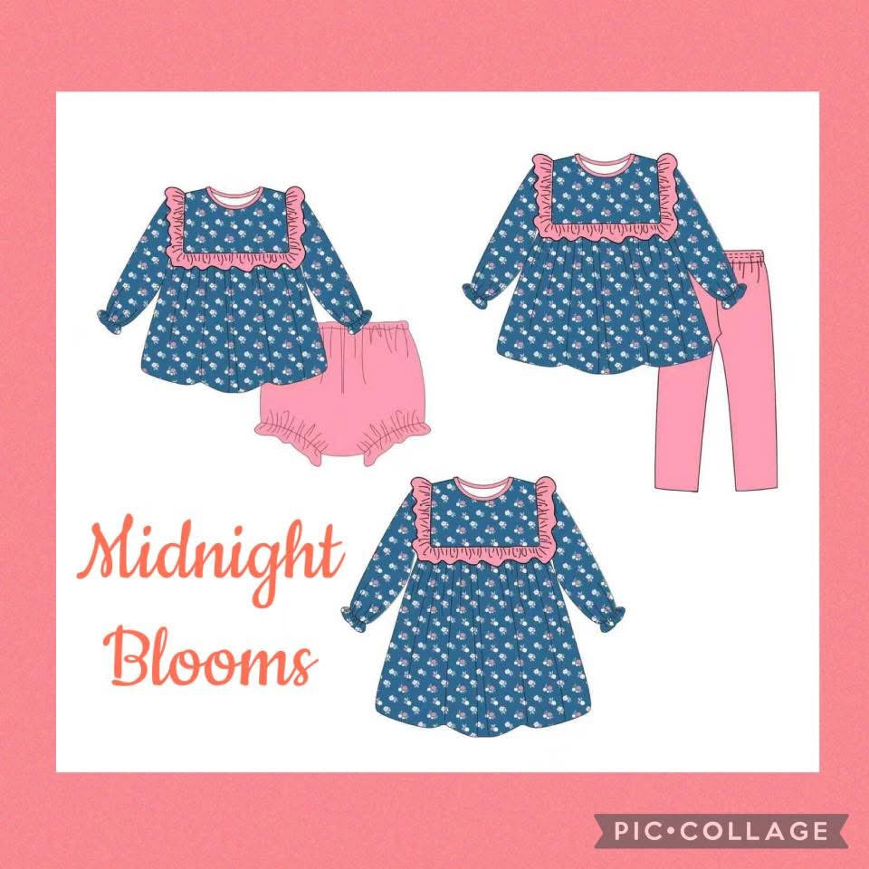Midnight Blooms Girl Bloomer Set