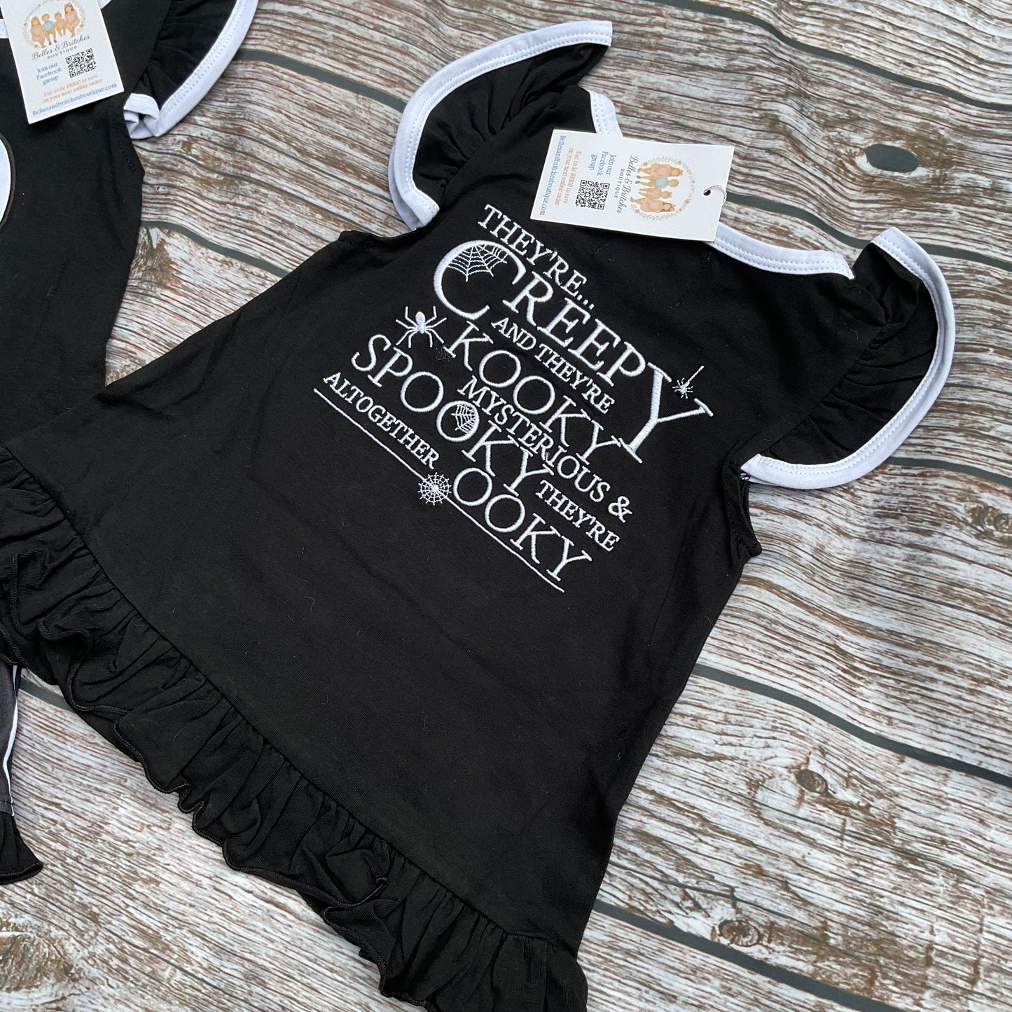 Spooky & We Know It Girls Halloween Ruffle Short Set
