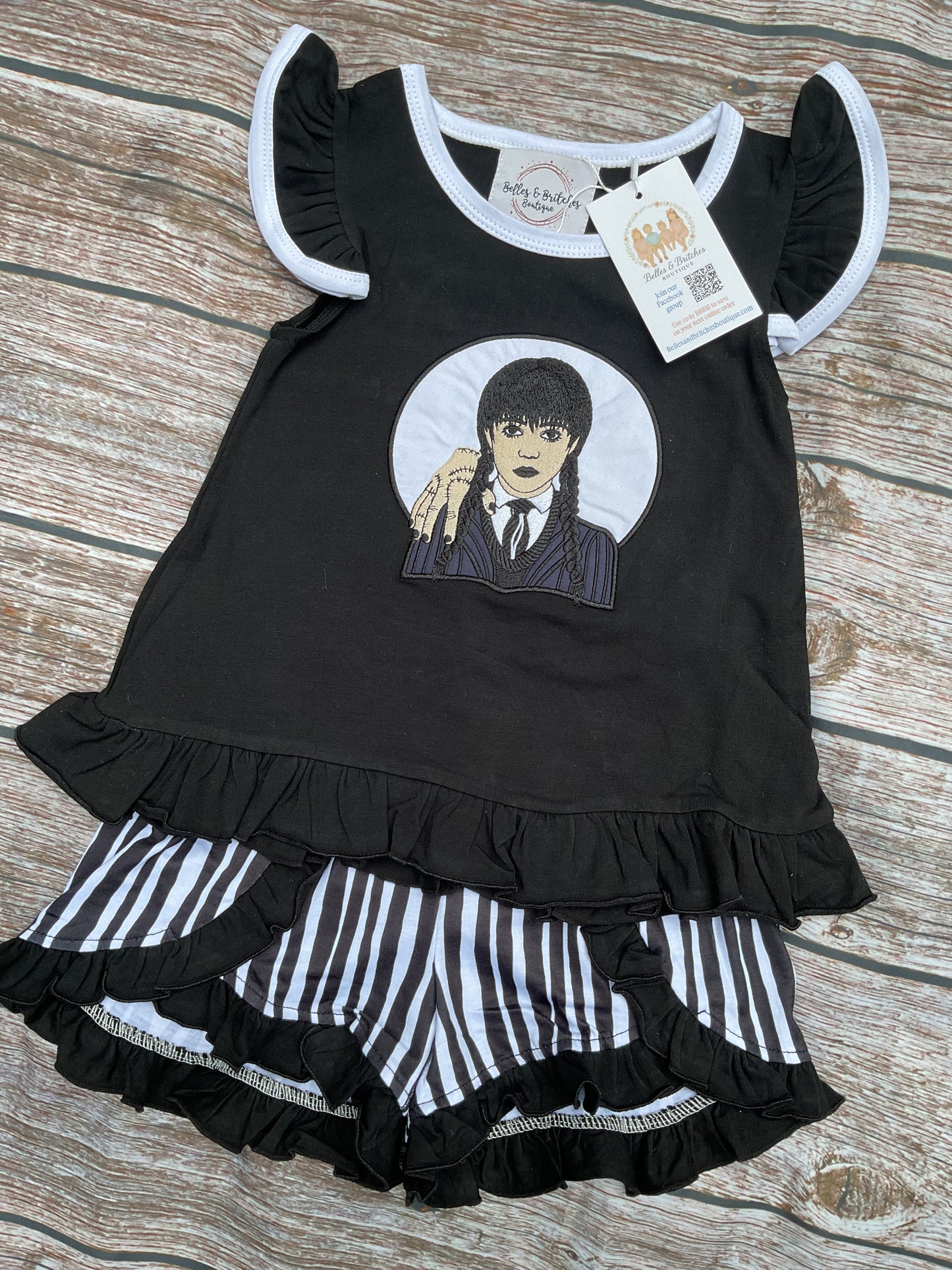 Spooky & We Know It Girls Halloween Ruffle Short Set