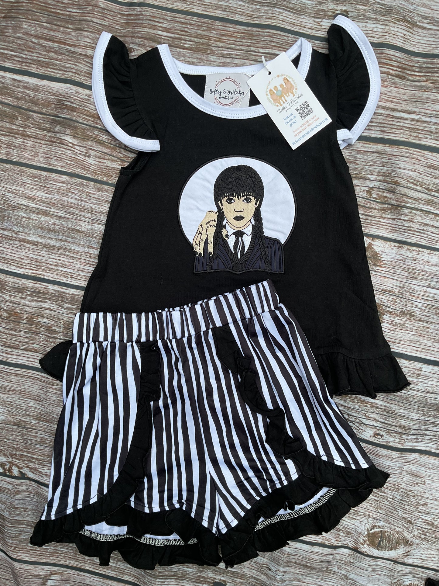 Spooky & We Know It Girls Halloween Ruffle Short Set