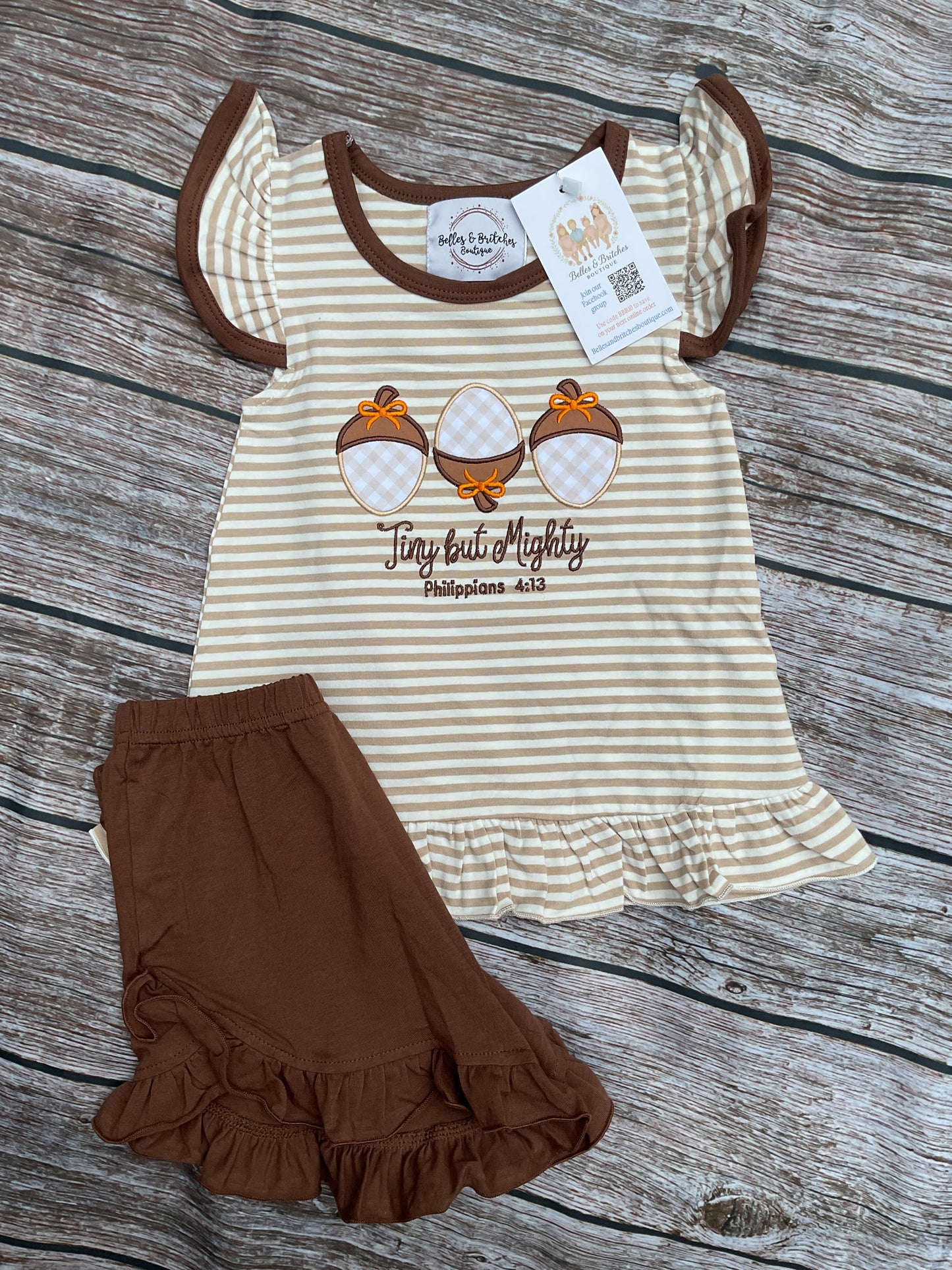 Tiny But Mighty Girls Faith-Based Acorn Short Set