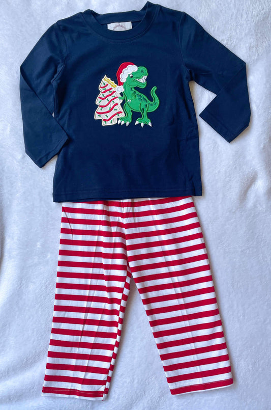 T-Rex Christmas Cake Pant Set