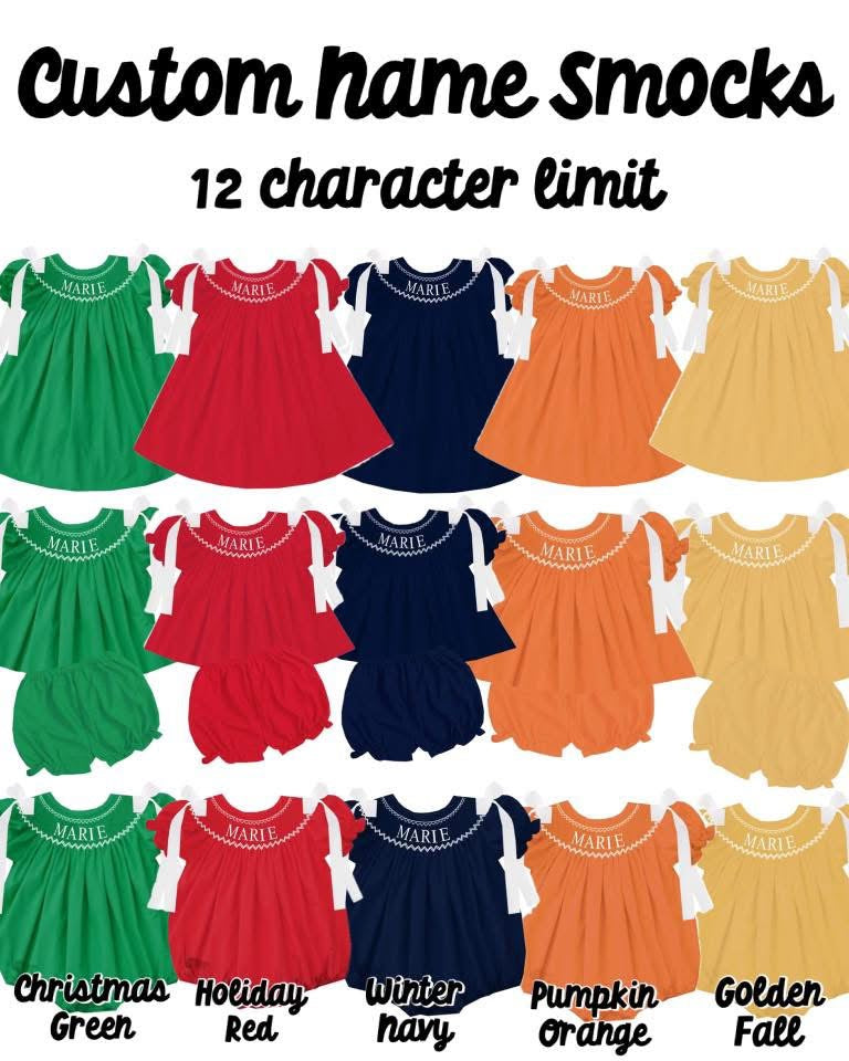 WS PO#83 Custom Name Smocks Girl Bloomer ETA Mid November to B&BB
