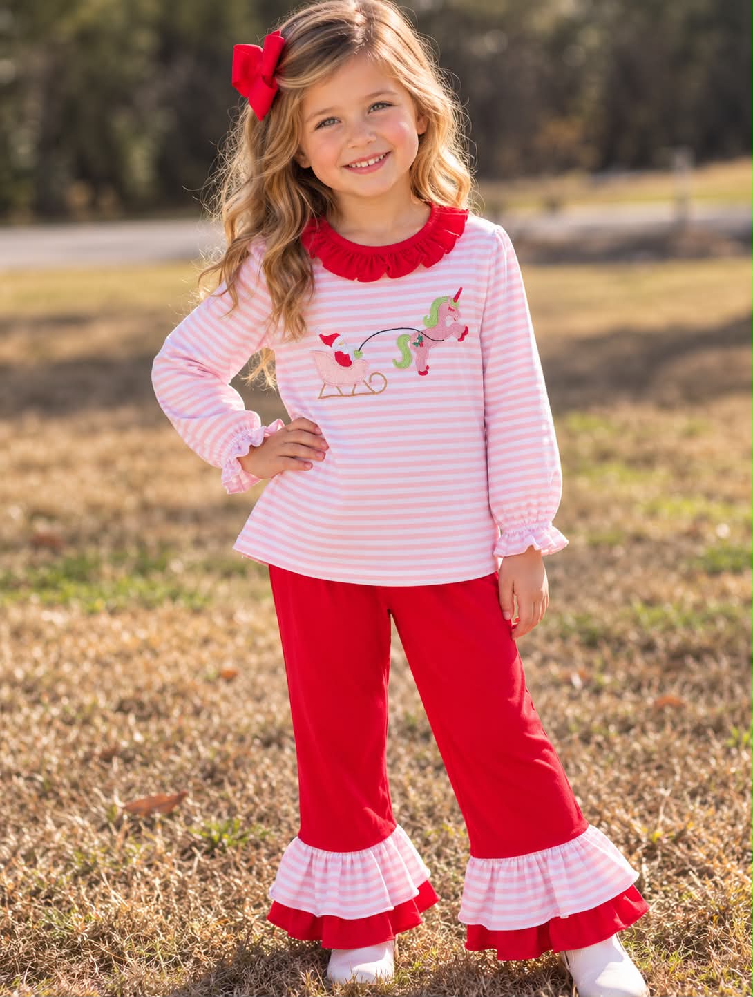 Red Nose Unicorn Girl Pants Set