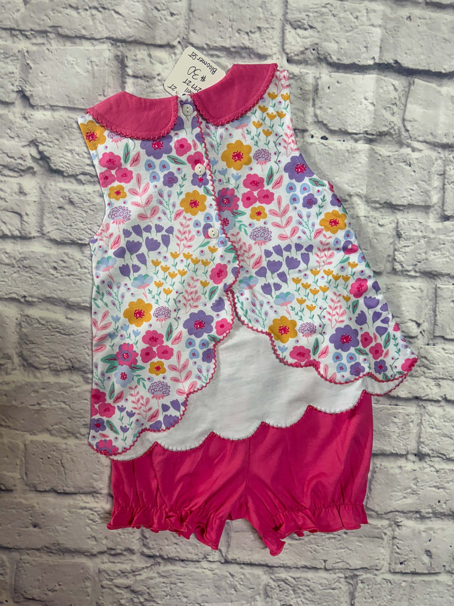 Scalloped Floral Bloomer Short Set