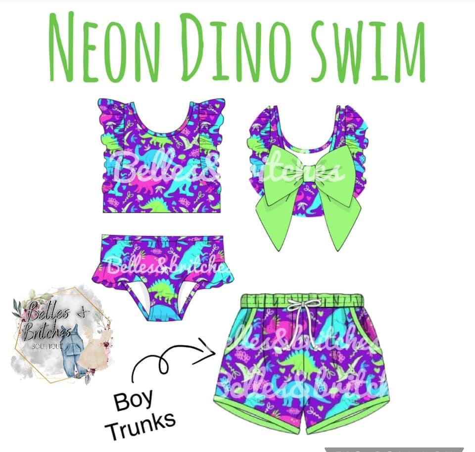 Neon Dino Swim