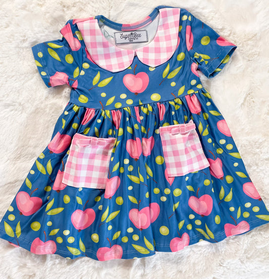 Pink Apples Twirl Dress