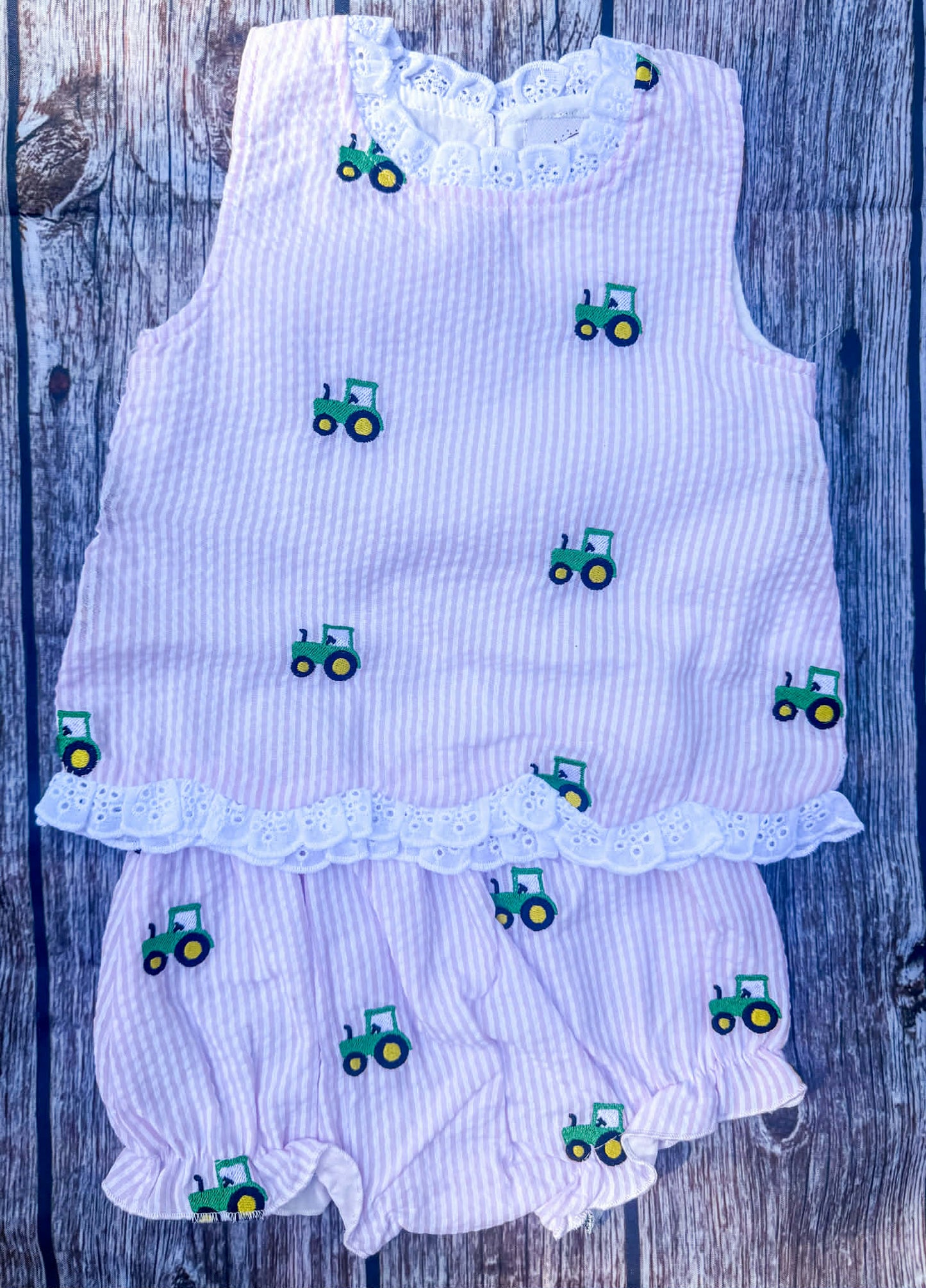 Tractor Embroidery Seersucker Collection