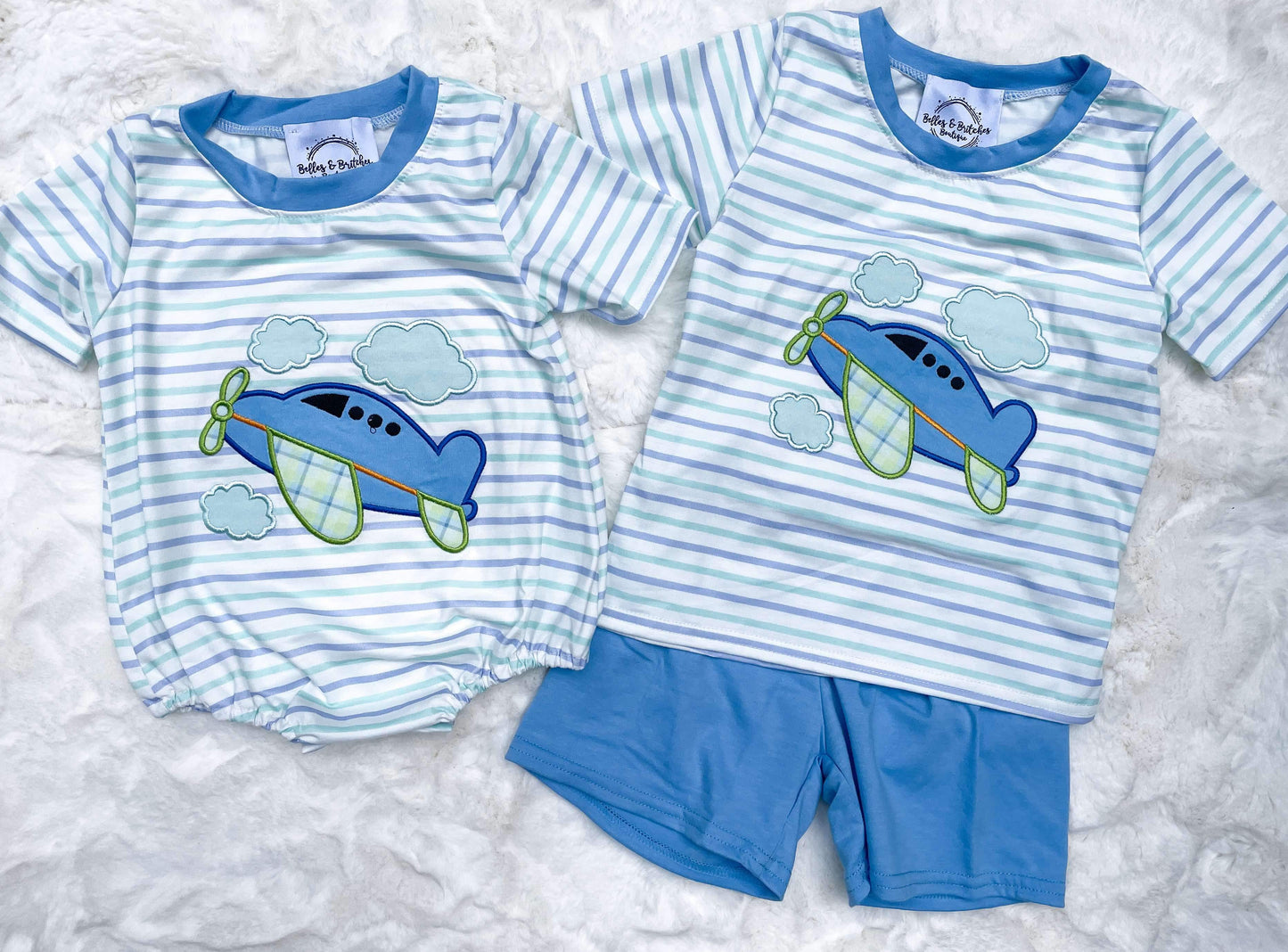 Airplane Applique Short Set