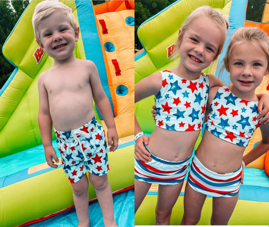 Patriotic Stars Sibling Swim Collection