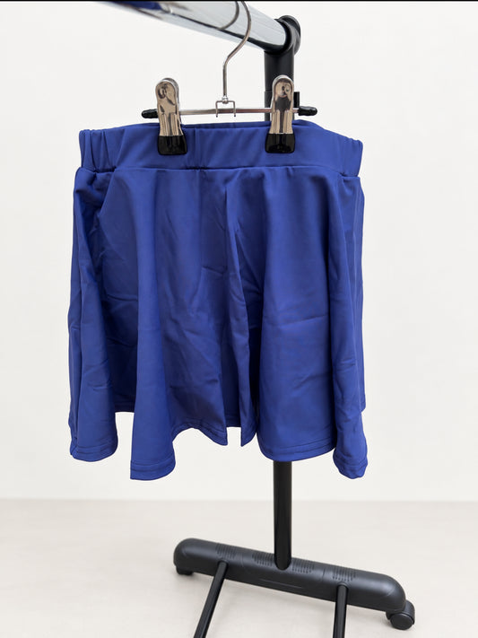 Navy blue girls everyday skort with built-in shorts and comfortable waistband