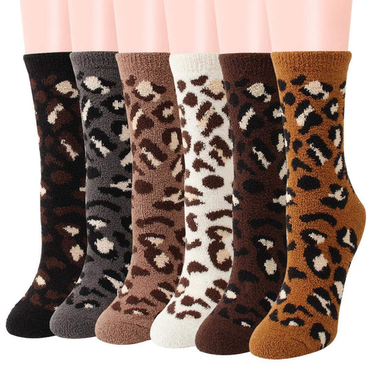 Image of Cozy Leopard Crew Socks