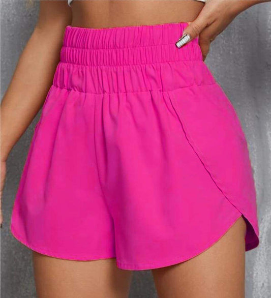 High Waisted Windbreaker Shorts Hot Pink