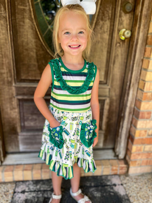 image of little girl wearing Back to School Pencil Pocket Dress