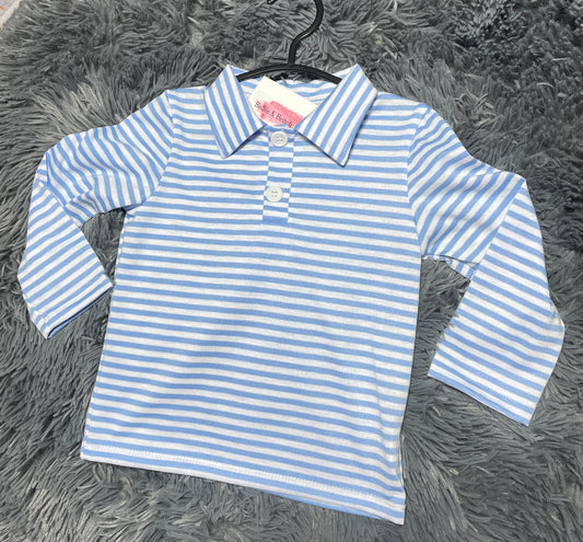 Light Blue Striped Polo