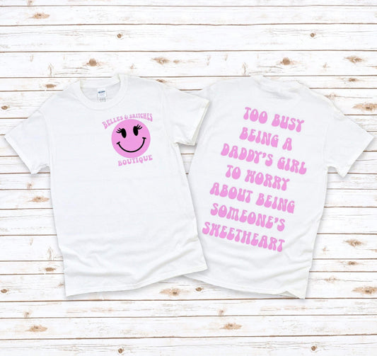 Image of Daddy’s Girl Tee White pink writing